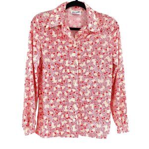 Devonette Shirt Womens M Pink Retro Cottagecore Grannycore Twee Boho Vintage 70s